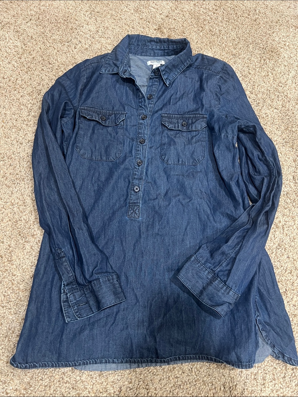 Old Navy Denim Button-Front Long-Sleeve Shirt - Blue